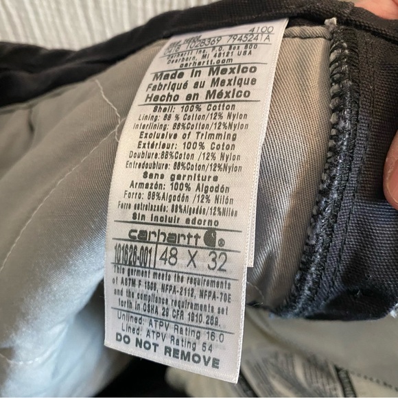 Carhartt FR Flame-Resistant Insulated Bib Overalls Black - Picture 13 of 13